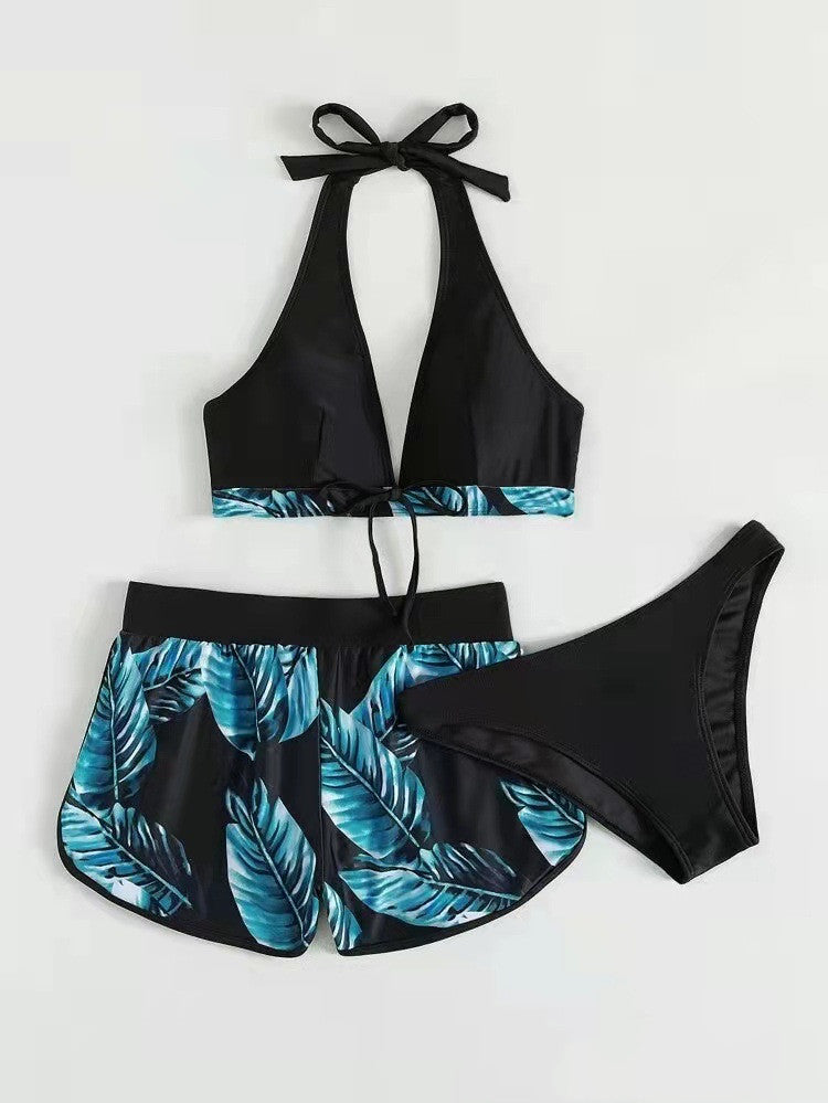 Dames Zomerbadpak Driedelige Set met Tropische Prints