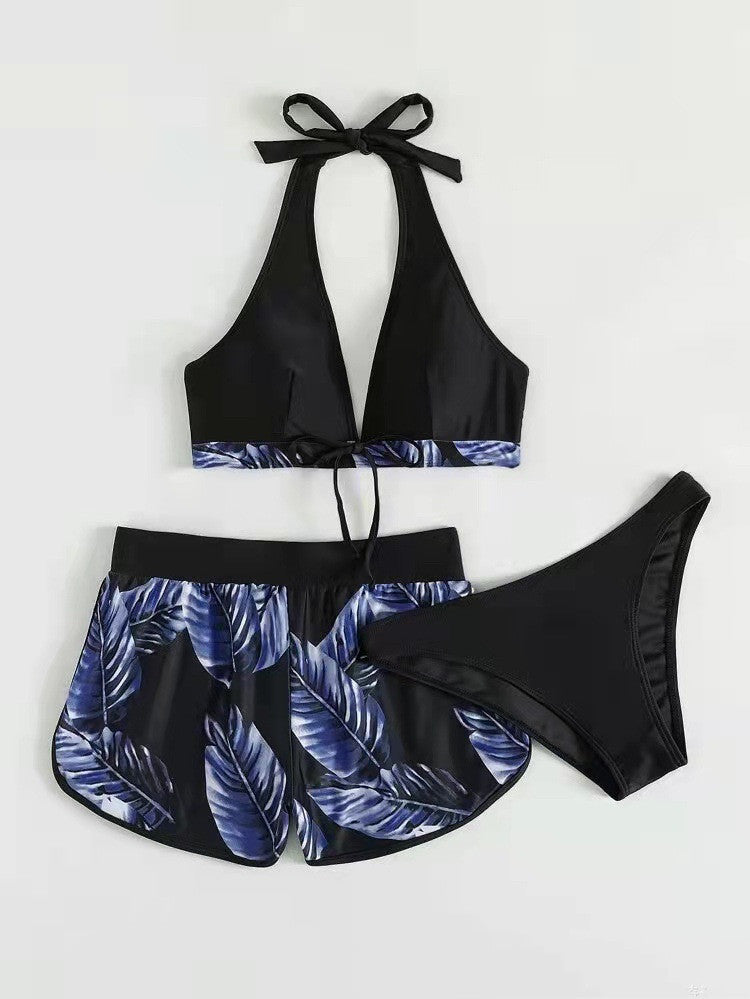 Dames Zomerbadpak Driedelige Set met Tropische Prints