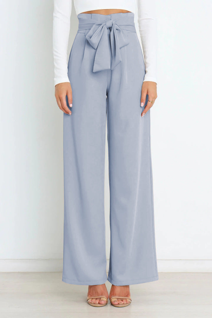 Dames Wijde Been Hooggetailleerde Broek met Striklint