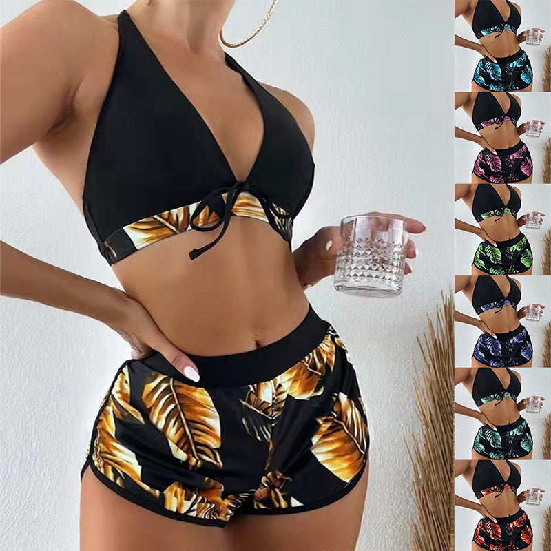 Dames Zomerbadpak Driedelige Set met Tropische Prints
