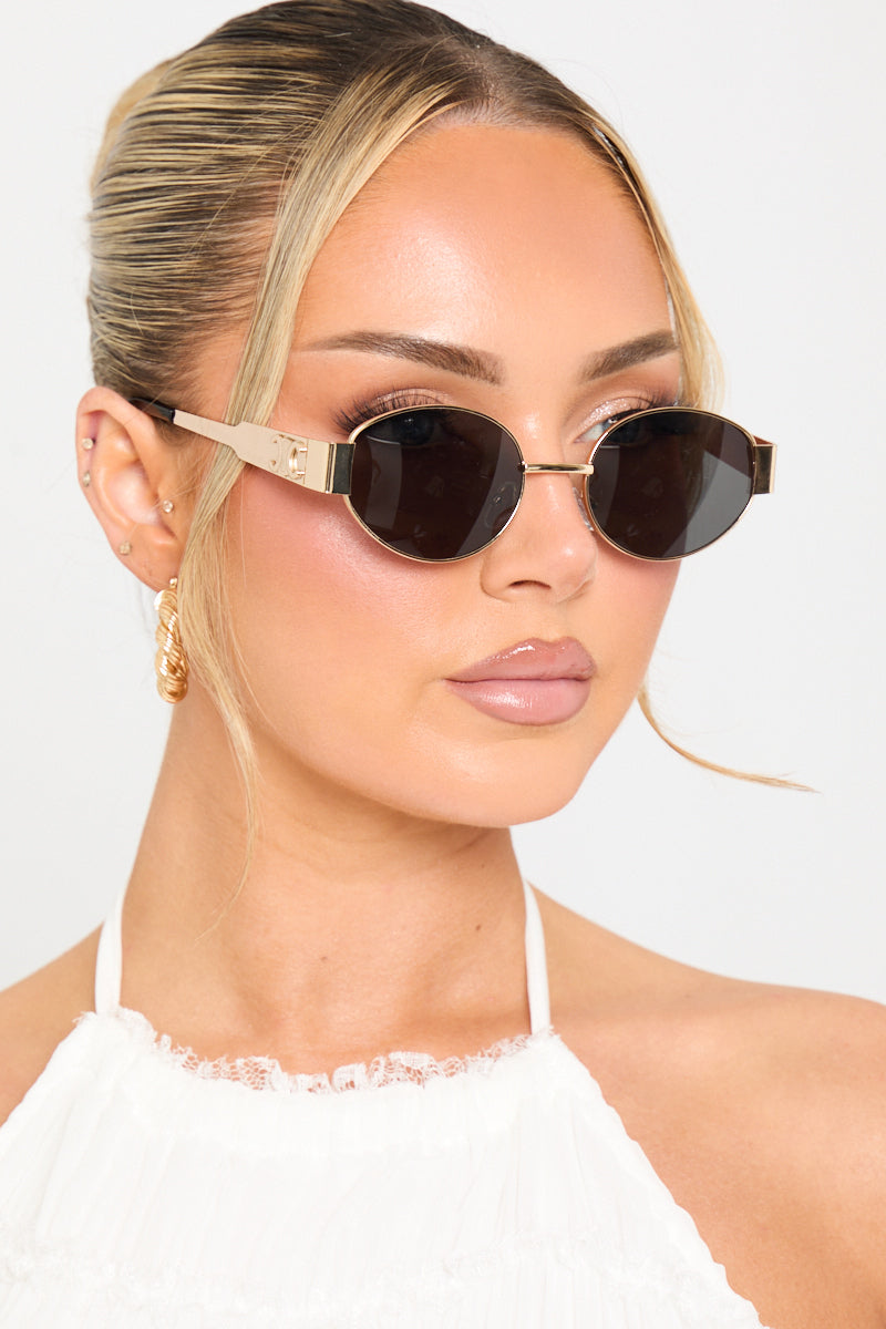 Letitia | Luxe Ronde Zonnebril met Gouden Details