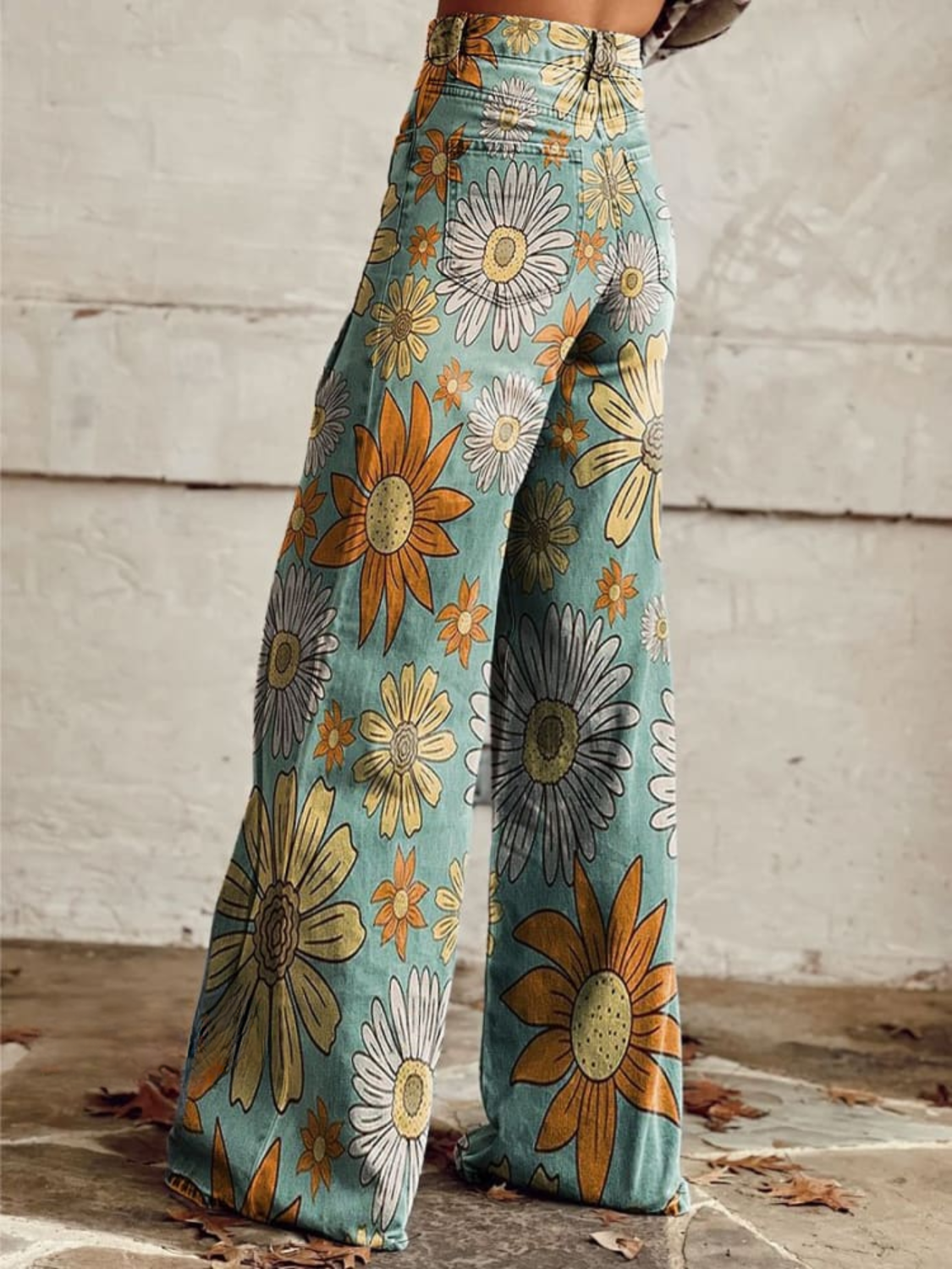 Dames Wijde Broek met Bloemenpatroon en Zakken