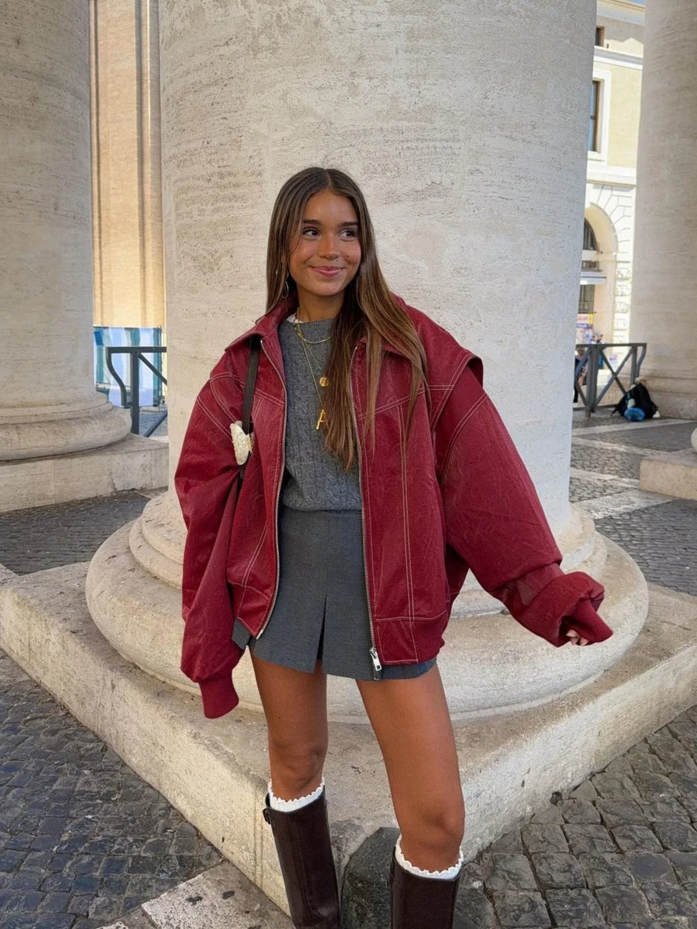 Livy | Oversized Streetstyle Jas met Contrasterende Stiksels