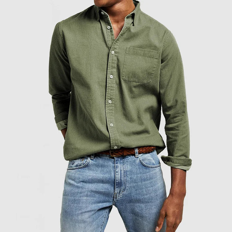 Heren Casual Katoenen Basis Overhemd