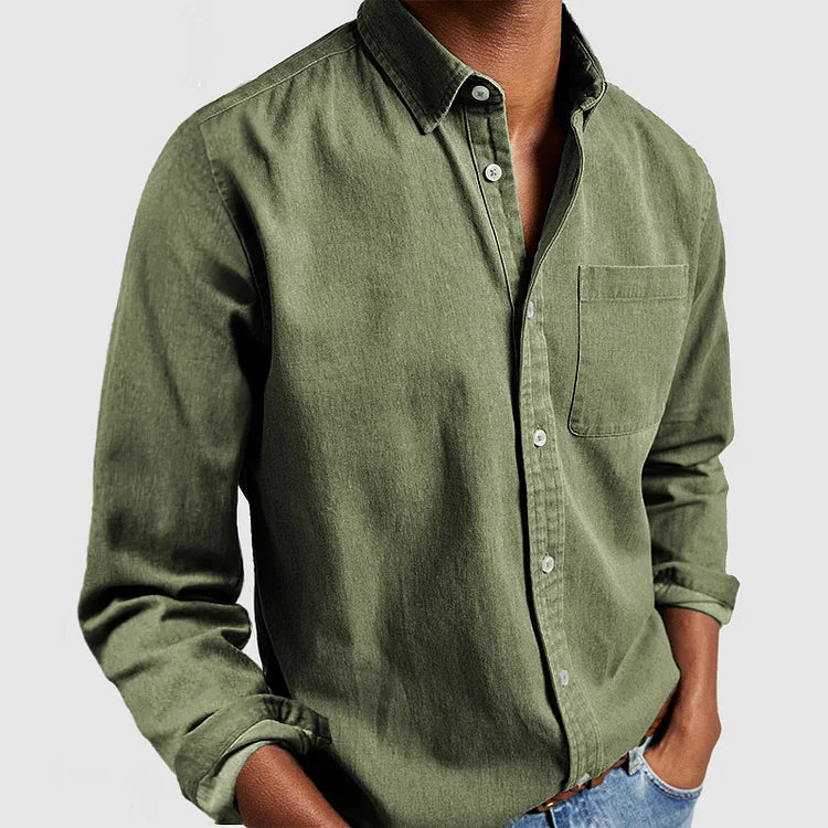 Heren Casual Katoenen Basis Overhemd