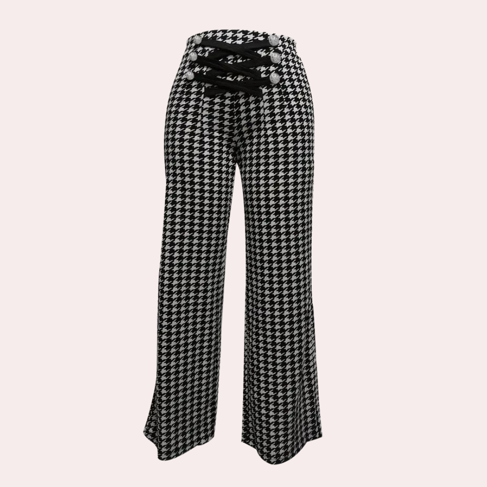 Moderne Broek met Houndstooth Patroon voor Dames