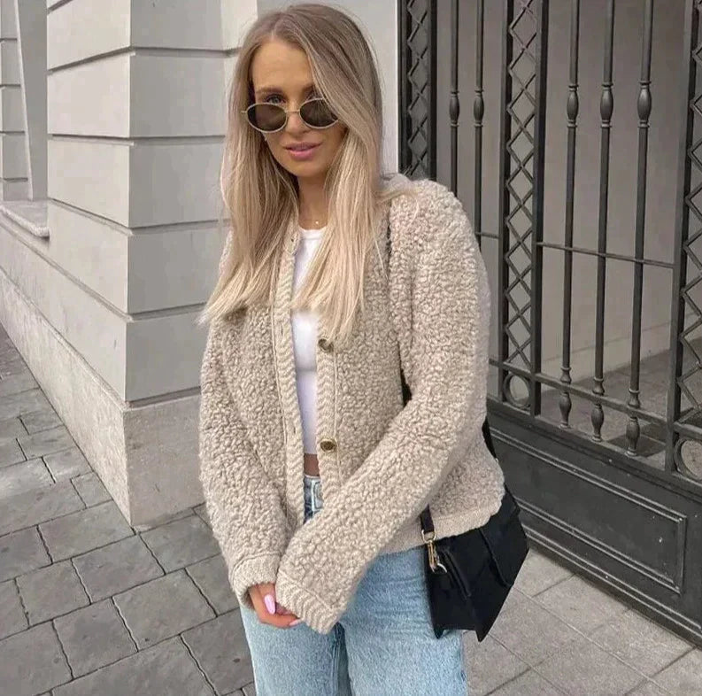 Ester | Teddy Knit Cardigan met Knopen