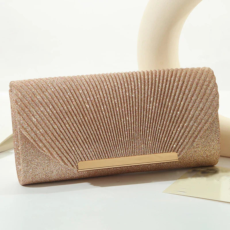 Licia | Glinsterende Avondclutch met Plisséstructuur