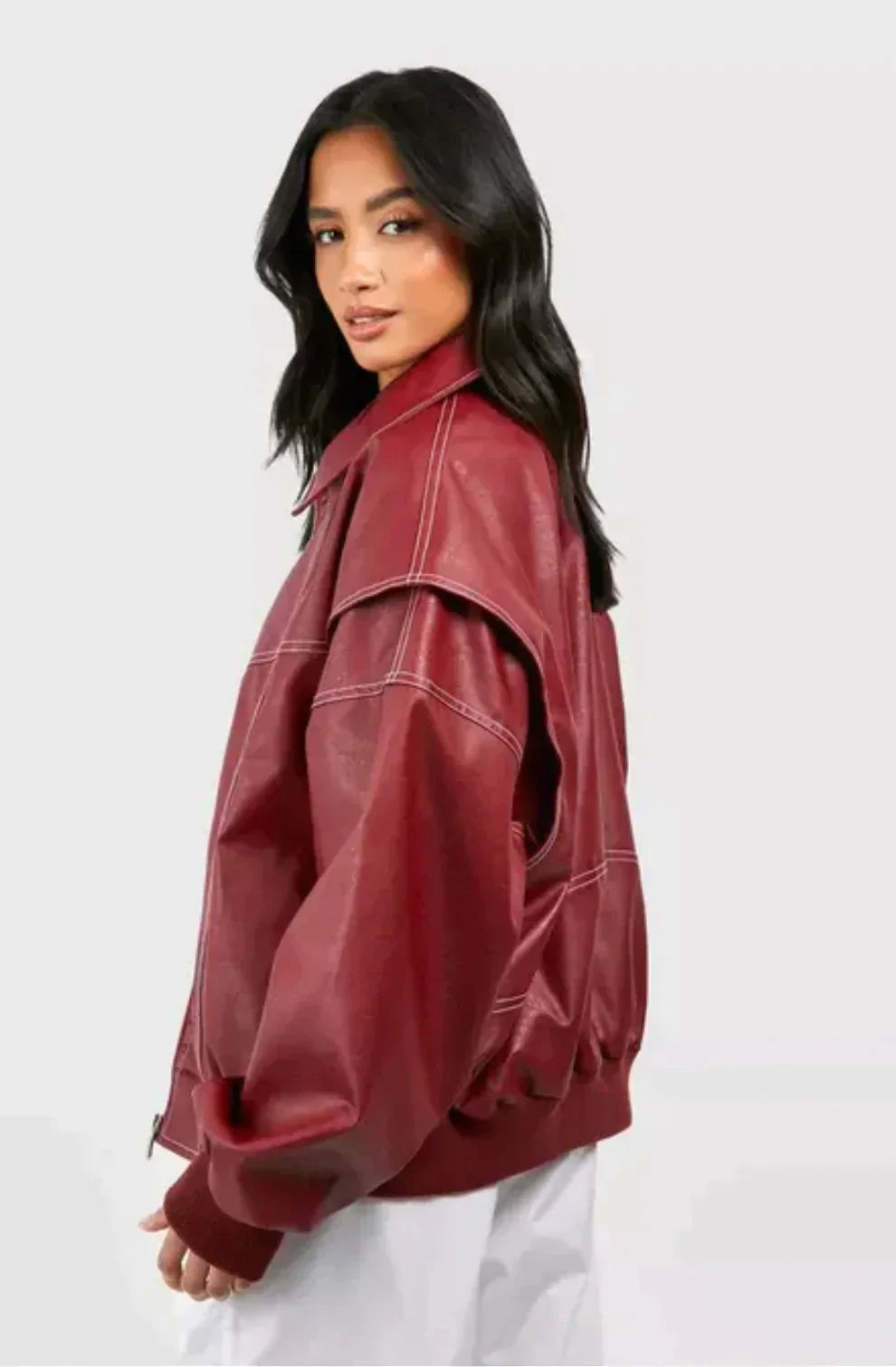 Livy | Oversized Streetstyle Jas met Contrasterende Stiksels