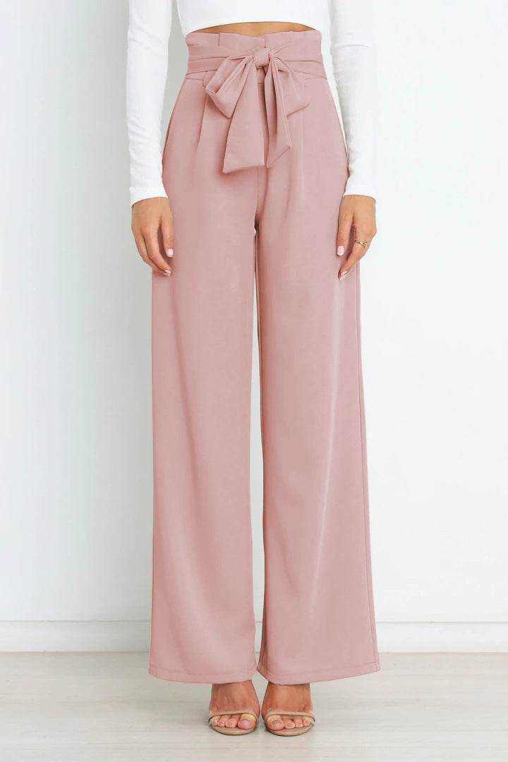 Dames Wijde Been Hooggetailleerde Broek met Striklint
