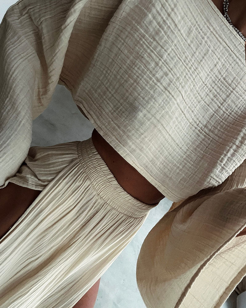 Dames Zomerset van Polyester-Linnen met Lange Mouwen en Splitrok