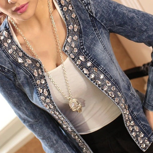 Crysta | Denim Jack met Glinsterende Accenten