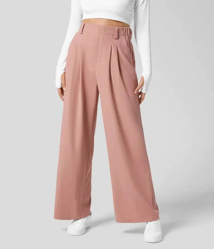 Dames Alle Seizoenen Hooggetailleerde Broek met Elastische Achterkant
